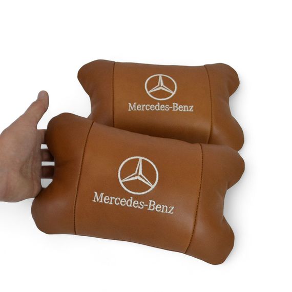 Комплект 2шт для подголовника Mercedes-Benz изготовлен из натуральной коричневой кожи. Комфорт CK-694 в авто | Зображення 3