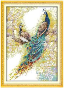 Набір для вишивання за нанесеною на канву схемою "The peacock couples". AIDA 14CT printed 37*51 см