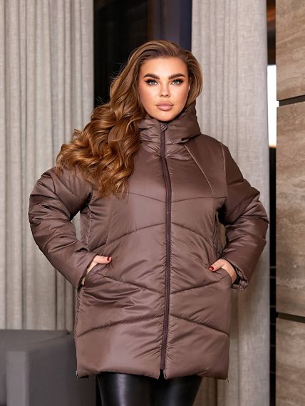 Женская теплая зимняя куртка с капюшоном NB23053 размер 42/44 цвет коричневый | Зображення 8