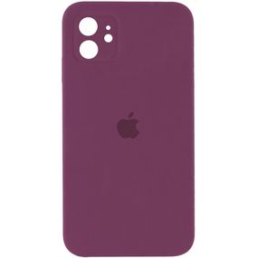 Чехол Silicone Case Square Full Camera Protective (AA) для Apple iPhone 11 (6.1") Бордовий/Maroon