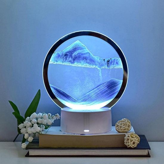 Ночник 3D зыбучие пески с Led подсветкой 7 режимов синий песок | Зображення 1