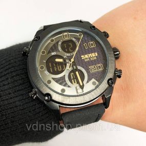 Наручные мужские часы стильные деловые SKMEI 1975LBKBK Мужские часы стильные на руку RH-18