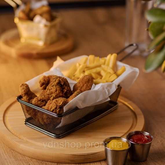 Кошик сервірувальний 21×11.5×5.5 см для подачі картоплі фрі та снеків з ручкою Чорний HP-19-11-B | Зображення 3