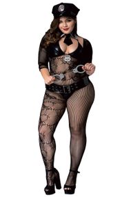 Эротический комбинезон сетка BLACK POLICE OUTFIT XL/XXL sexstyle