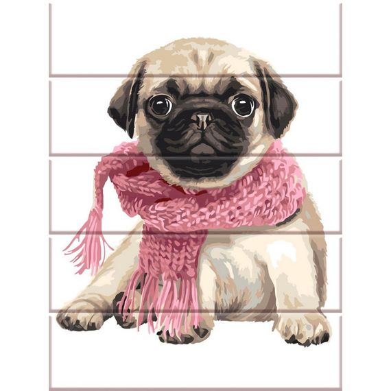 Картина по номерам по дереву "Мопс" ASW240 30х40 см