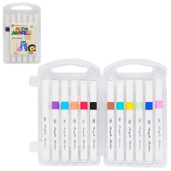 Набор акриловых маркеров A-911-12 в пластиковом боксе 12 цветов | Зображення 2