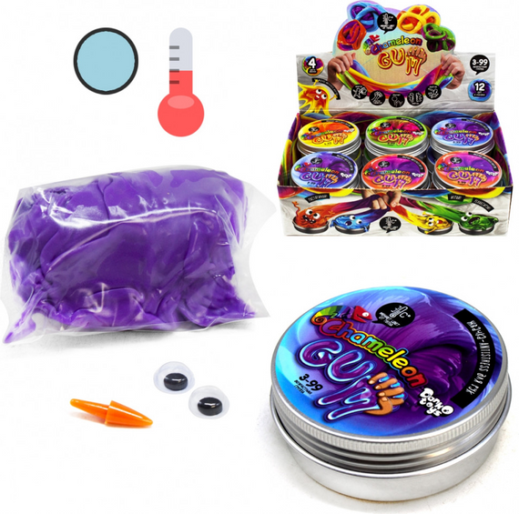 Жвачка для рук "Chameleon Gum" GUM-01 в металлической коробочке Фиолетово-голубой