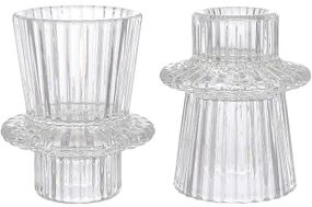 Набір 12 скляних двосторонніх свічників "Crystal Glass" для чайної та тонкої свічки