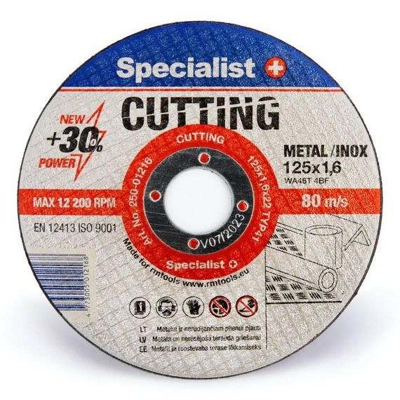 Диск абразивний відрізний по металу Specialist+ Cutting 125 x 1.6 x 22 мм (250-01216) | Зображення 1