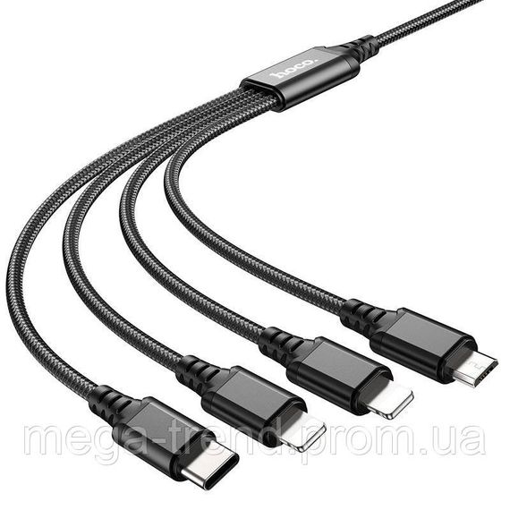 Кабель Hoco Combo 4-in-1 2lightning + Type-C + Micro USB Super charging cable X76 |1M, 2A| | Зображення 8