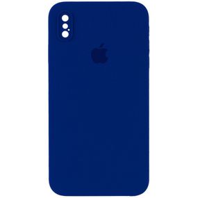 Чохол Silicone Case Square Full Camera Protective (AA) для Apple iPhone XS / X (5.8") Синій / Deep navy