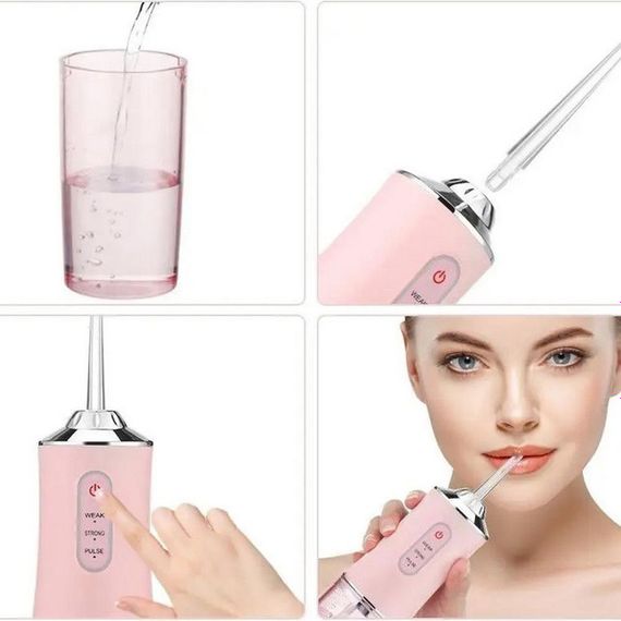 Ирригатор для чистки зубов и полости рта Oral Irrigator с аккумулятором и сменными насадками. Цвет: розовый | Зображення 3