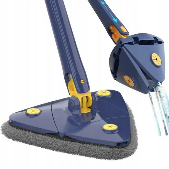 Швабра трикутна телескопічна з віджиманням для миття вікон, дзеркал, підлог, з функцією повороту на 360° | Зображення 6