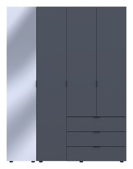 Комплект шкафов для одежды Doros Гелар (2 шт.) 155х49,5х203,4 см Зеркало/Графит (DRS-011135) | Зображення 6