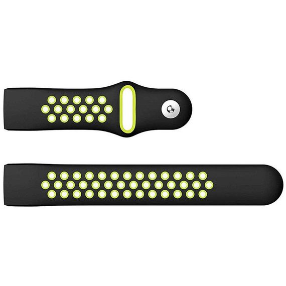 Силіконовий ремінець Primo з перфорацією для фітнес браслета Fitbit Charge 3 / 4 - Black&Green / розмір L | Зображення 3