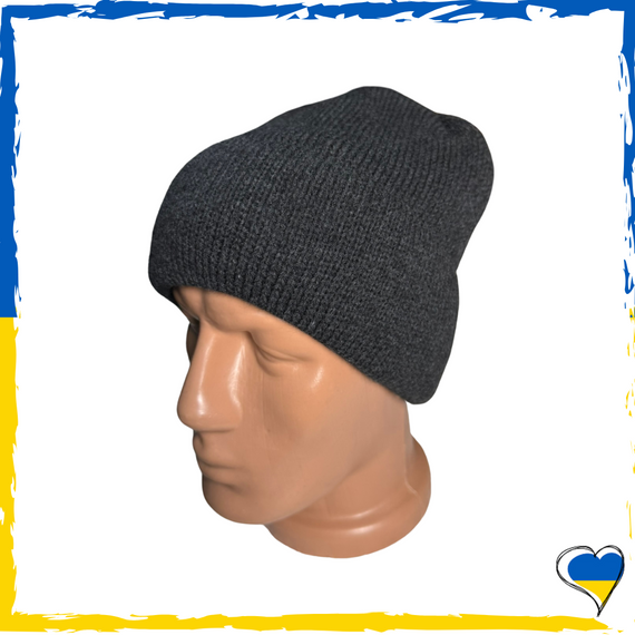 Теплая шапка на флисе серая. Универсальная мужская, подростковая