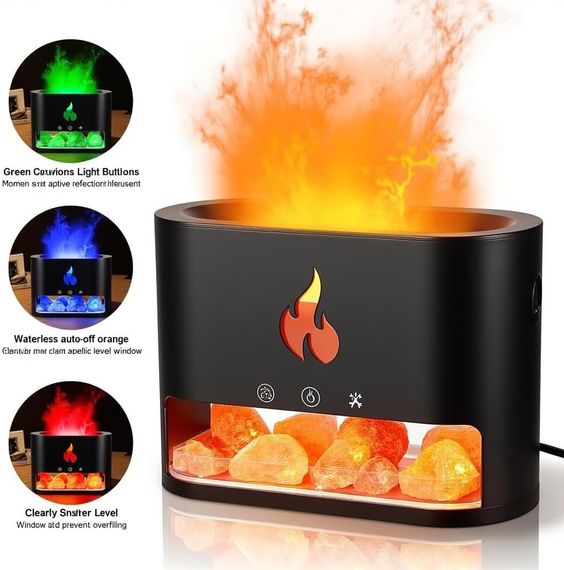 Многофункциональная лампа-аромадиффузор Docsal Flame с LED-подсветкой ∙ Лампа-увлажнитель воздуха Docsal Flame 3в1 | Зображення 1