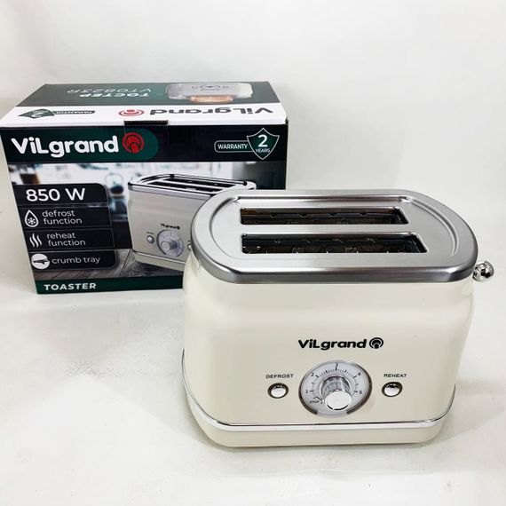 Тостер для хліба побутовий ViLgrand VT0823R 850 Вт, Тостер для будь-якого хліба компактний SJ-25 | Зображення 9