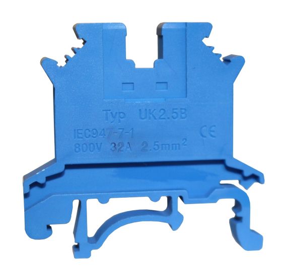 Клема КНГ-UK2.5 32А 0.2-2.5мм2 гвинтова синя набірна на DIN-рейку без маркера без кришки Ny95506249 | Зображення 1