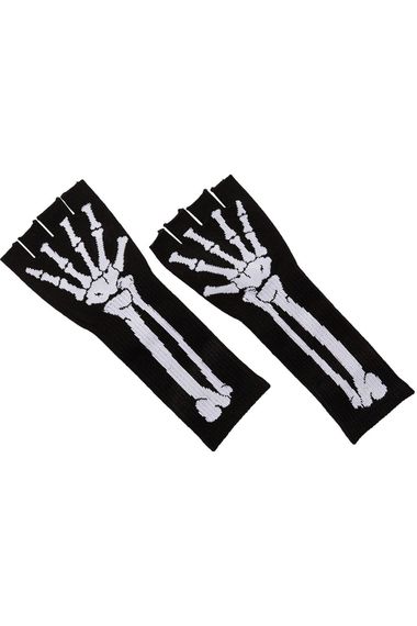 Рукавички без пальців Leg Avenue Skeleton Fingerless Gloves, чорні, O/S | Зображення 2