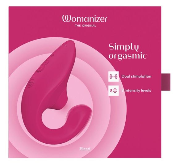 Вагінально-кліторальний стимулятор Womanizer Blend Vibrant Pink, вібрація + вакуум, 2 мотори | Зображення 6
