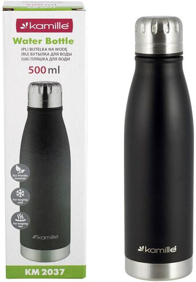 Термос-пляшка Kamille Bottle 500мл чорний | Зображення 5