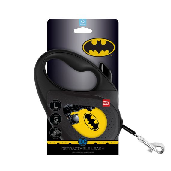 Рулетка для собак Waudog R-Leash L з малюнком "Бетмен Жовтий", стрічка, 5 м | Зображення 1