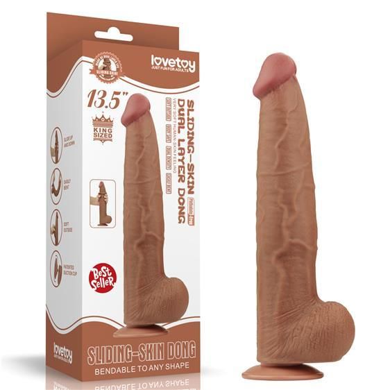 Фалоімітатор - Sliding-Skin Dual Layer Dong 13.5" Brown sexstyle