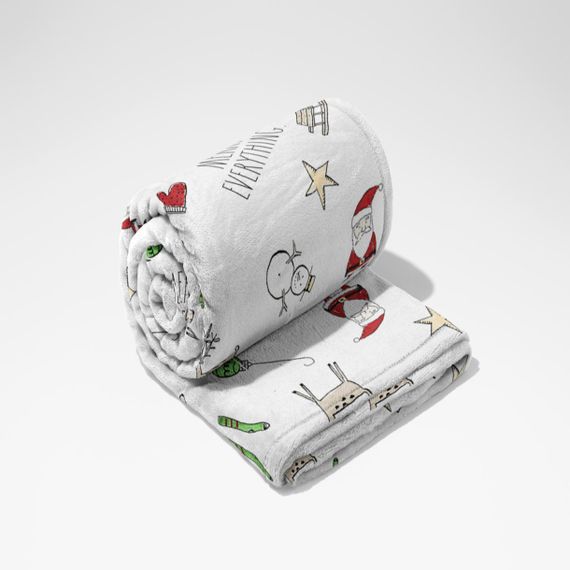 Новогодний плед “LeLIT”,Велсофт,Белый Merry everything, 180/200 | Зображення 3