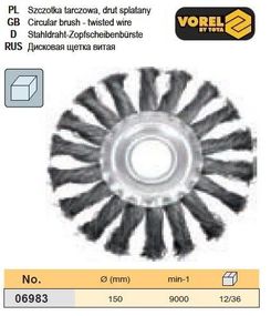 Щітка дискова вита Ø 150 мм VOREL-06981