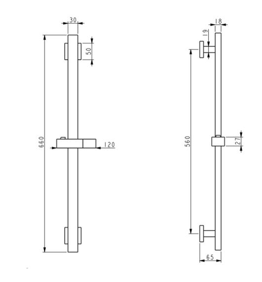 Душевая стойка Lidz Niagara 321 с держателем универсальная, Nickel, 660 мм, прямоугольная LDNIA321NKS46113 | Зображення 1