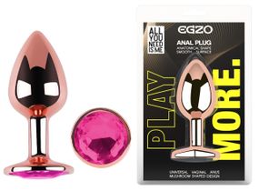 Анальна пробка з кристалом EGZO - Rose Gold Round Plug Rose size M Sex Aura