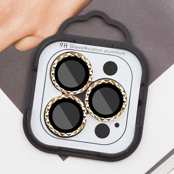 Захисне скло Metal Shine на камеру (в упак.) для Apple iPhone 15 Pro (6.1") / 15 Pro Max (6.7") Золотий / Gold | Зображення 1