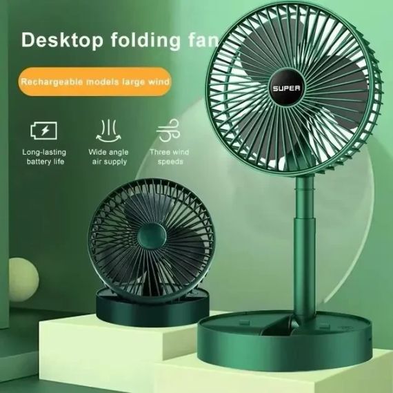 Портативный мини вентилятор для дома Telescopic Folding Fan Складной настольный вентилятор с USB зарядкой | Зображення 4