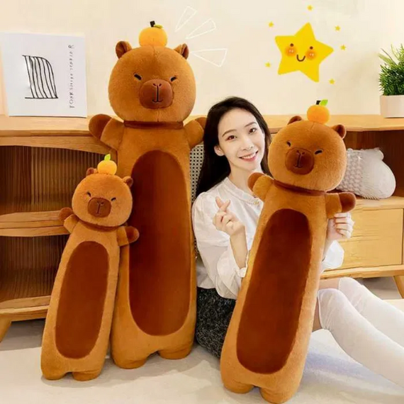 М'яка плюшева Капібара Батон із мандаринкою 70 см, м'яка іграшка Капібара батон для дитячих ігор і сну | Зображення 5