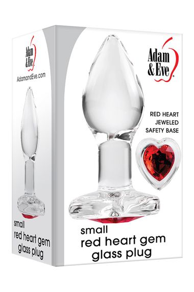Скляний анальний затор ADAM ET EVE RED HEART GEM GLASS PLUG SMALL | Зображення 1
