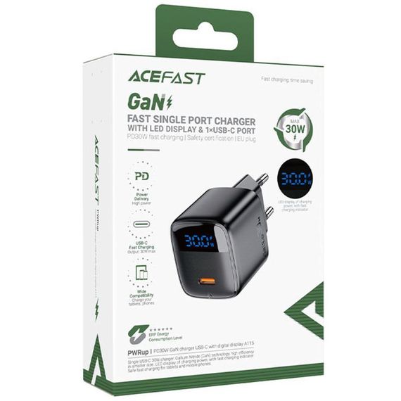 МЗП Acefast A113 PD20W GaN (1USB-C) Black | Зображення 1