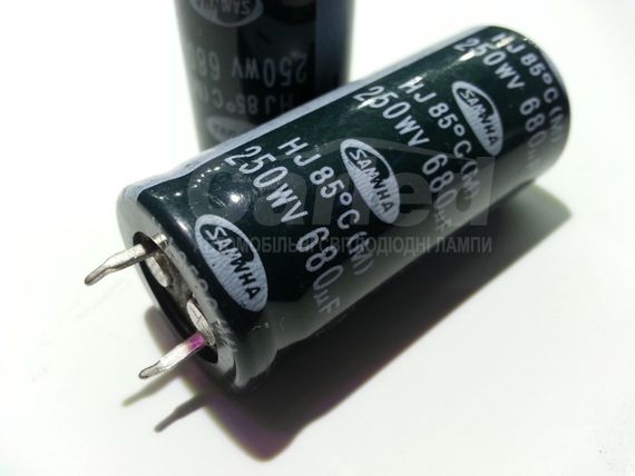 680mkf - 250v  mini HJ 22*50  SAMWHA, 85°C конденсатор електролітичний | Зображення 1