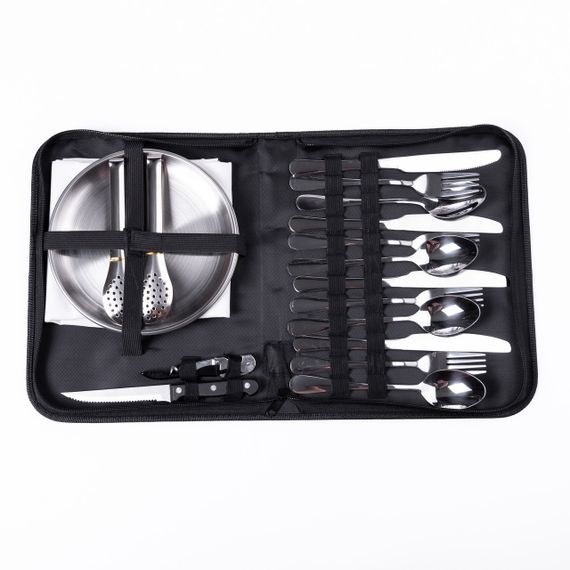 Набір посуду для пікніка на 4 особи 24 предмети Сріблястий HP-21-1