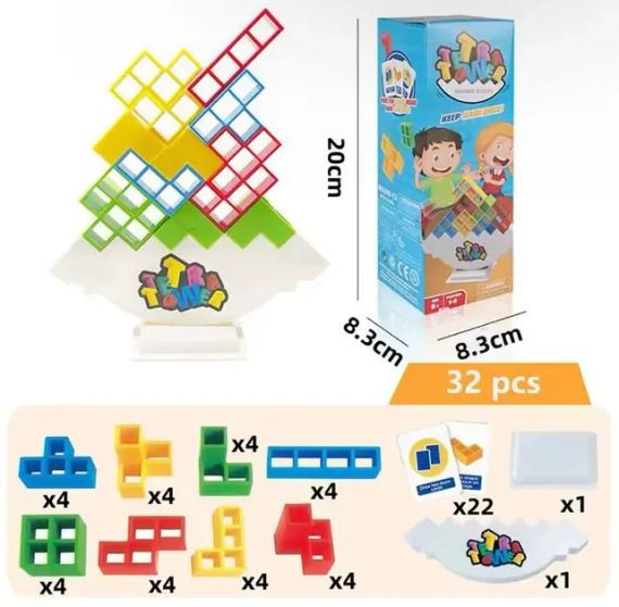 Настольная игра балансирующий тетрис Tetra Tower, Башня 16 блоки | Зображення 4