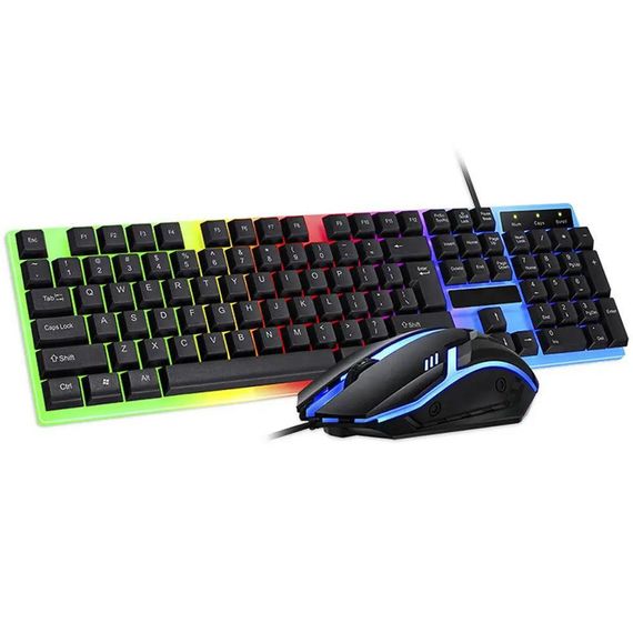 Игровой набор клавиатура и мышка с RGB подсветкой, от USB, KEYBOARD KM-5003 / Проводная клавиатура для | Зображення 3