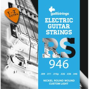 Струни для електрогітари Gallistrings RS946 (.009-.046), CUSTOM LIGHT, Nickel