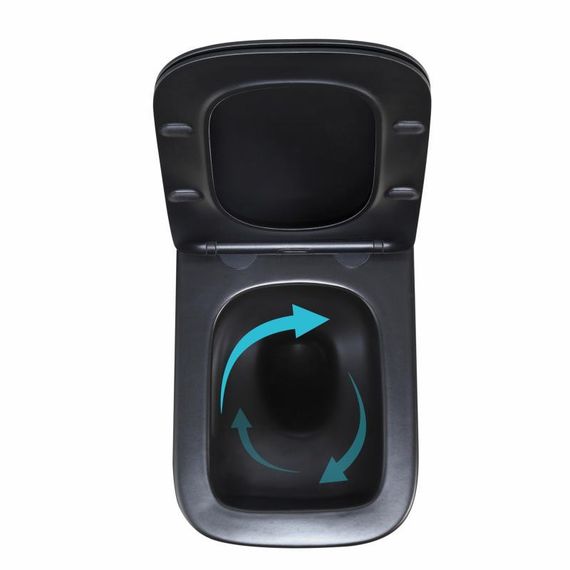 Унітаз підвісний Qtap Crow Ultra Quiet 485×340×290 мм, Matt Black, з сидінням Slim Duroplast/ Soft-close/ Quick Release | Зображення 5
