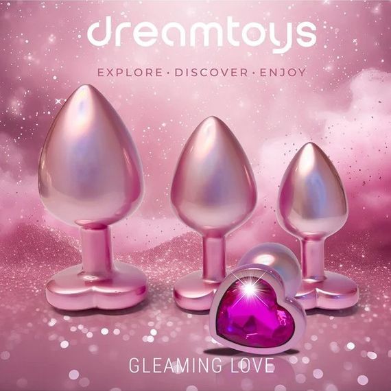 Набор из трёх анальных пробок Dream Toys Gleaming Love, размеры S, M, L, перламутрово-розовый Sex Aura | Зображення 5