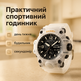 Стильний армійський годинник SKMEI 1155BWT, Спортивний чоловічий годинник зручний CZ-45