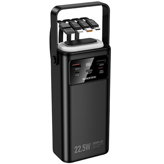 Портативний ЗП Power Bank Borofone BJ65 High 22.5W+PD20W with cable 30000 mAh Black | Зображення 1