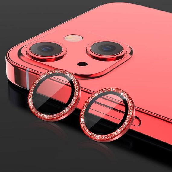 Захисне скло Metal Sparkles на камеру (в упак.) для Apple iPhone 15 (6.1") / 15 Plus (6.7") Червоний / Red | Зображення 3