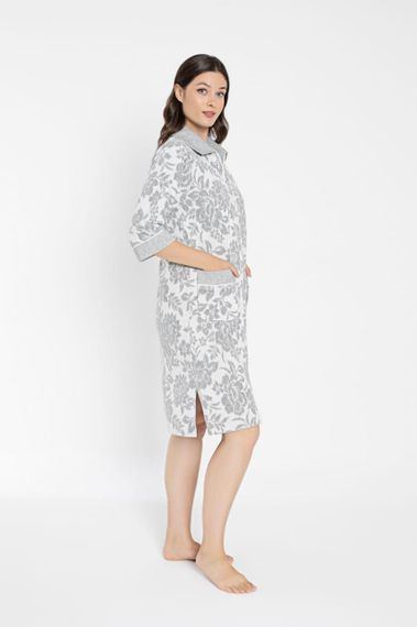 Женский халат Nusa 0505 на молнии, серый 3XL | Зображення 3