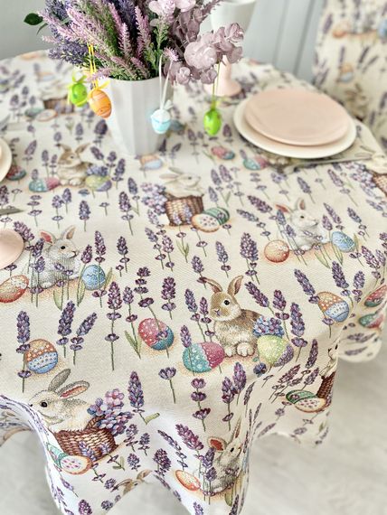 Скатертина гобеленова EDEN1018B Limaso, Ø180, Кругла, Великодній, Без люрексу, 75% поліестер, 22% бавовна, 3% акрил, Гобелен | Зображення 3