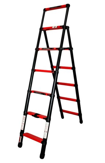 Телескопічна стрем'янка GTM KME5067B алюмінієва, 6 сходинок 2000 мм (39424)